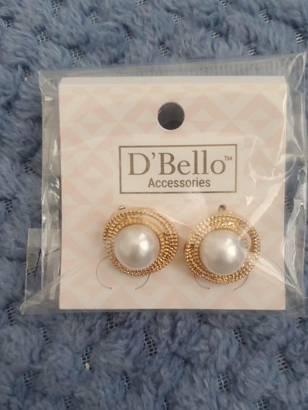 Gold-Tone Pearl Button Stud Earrings